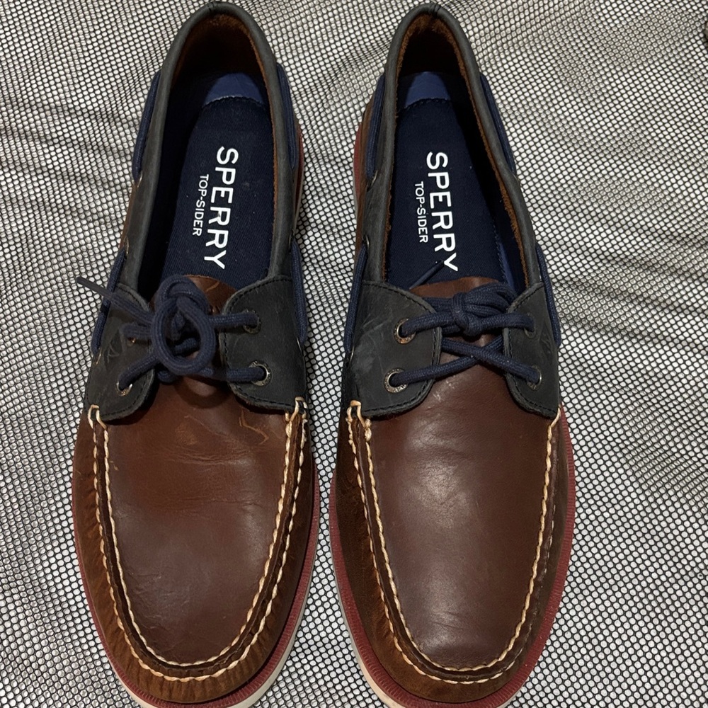 Sperry Men's Leather Boat Shoes in Brown and Navy